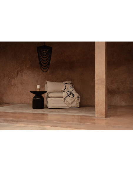 Plaid XXL original Ethnique chic 240x128 en Coton Naturel Noir Avec franges The Evil Eye 