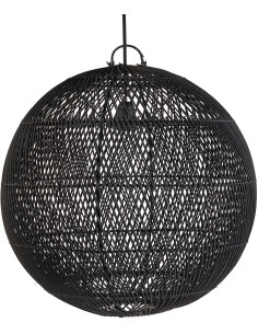 Grand Abat-jour bohème Boule 50 cm Rotin Noir Tressé The Bubble 