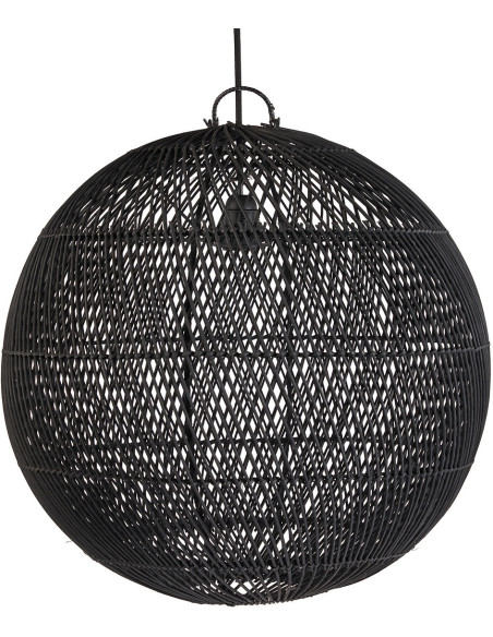 Grand Abat-jour bohème Boule 50 cm Rotin Noir Tressé The Bubble 
