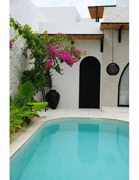 Grand Abat-jour bohème Boule 50 cm Rotin Noir Tressé The Bubble 