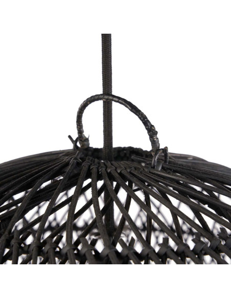 Grand Abat-jour bohème Boule 50 cm Rotin Noir Tressé The Bubble 