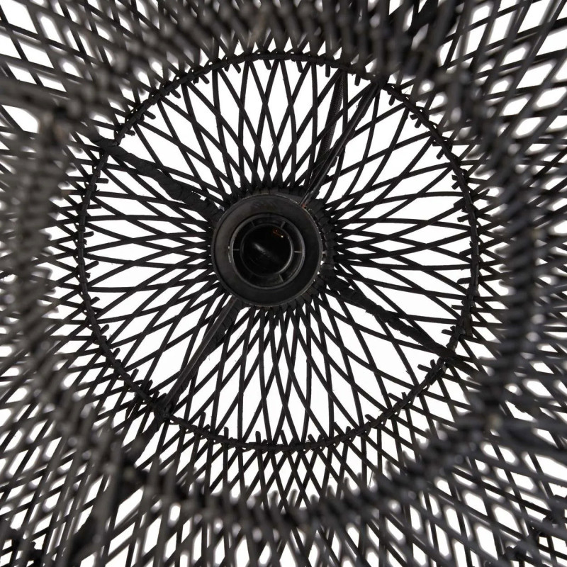 Grand Abat-jour bohème Boule 50 cm Rotin Noir Tressé The Bubble 