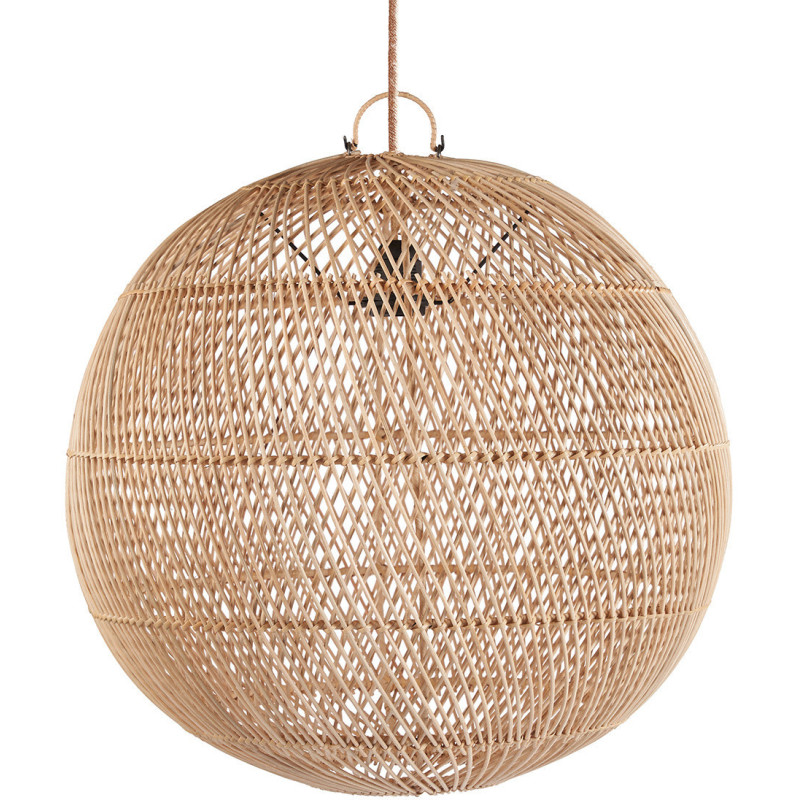 Grand Abat-jour bohème Boule 50 cm Rotin Naturel Tressé The Bubble 