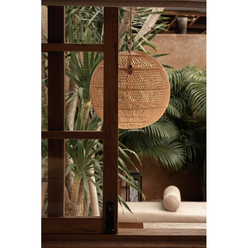 Grand Abat-jour bohème Boule 50 cm Rotin Naturel Tressé The Bubble 