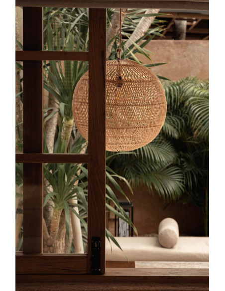 Grand Abat-jour bohème Boule 50 cm Rotin Naturel Tressé The Bubble 