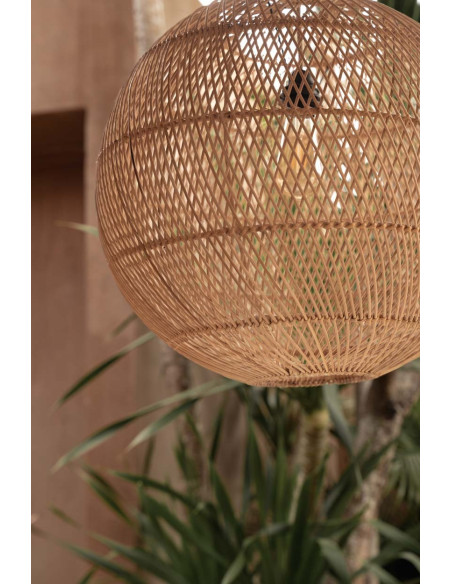 Grand Abat-jour bohème Boule 50 cm Rotin Naturel Tressé The Bubble 