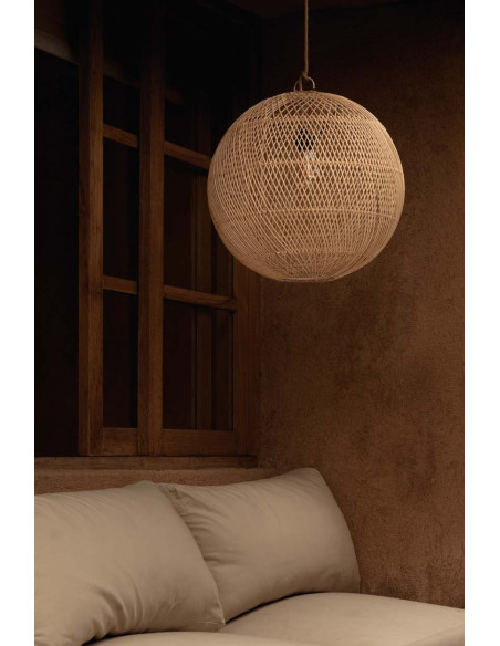 Grand Abat-jour bohème Boule 50 cm Rotin Naturel Tressé The Bubble 