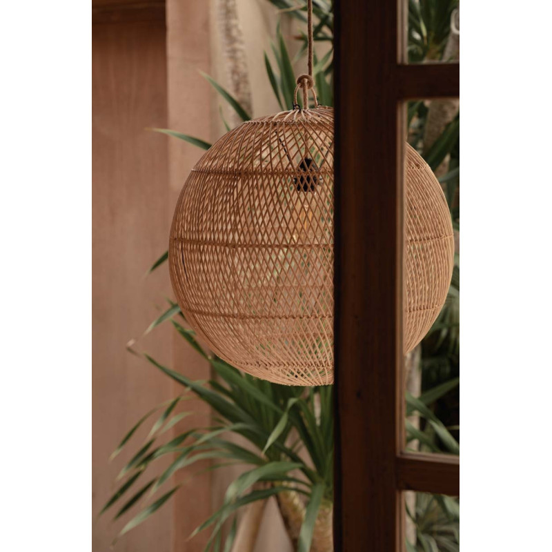 Grand Abat-jour bohème Boule 50 cm Rotin Naturel Tressé The Bubble 