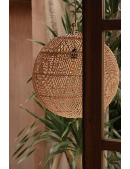 Grand Abat-jour bohème Boule 50 cm Rotin Naturel Tressé The Bubble 