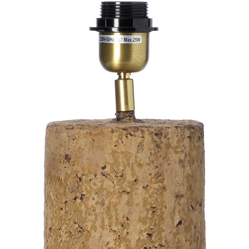 Lampe à poser ethnique chic cylindre H 50 cm Papier mâché Brun terre Tissu Beige The Totem 