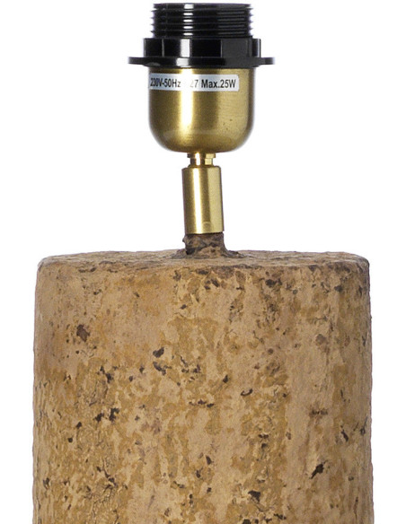 Lampe à poser ethnique chic cylindre H 50 cm Papier mâché Brun terre Tissu Beige The Totem 