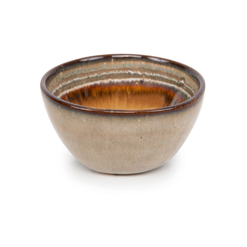 Bol à sauce rustique chic Rond 6 cm Céramique Vert de gris Marron foncé Beige The Comporta 