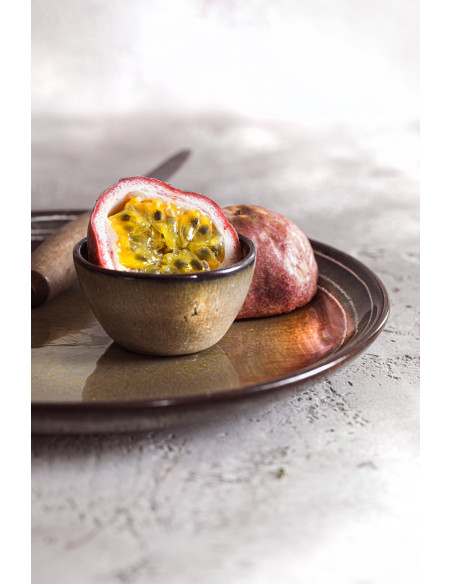 Bol à sauce rustique chic Rond 6 cm Céramique Vert de gris Marron foncé Beige The Comporta 