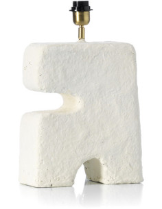 Lampe à poser ethnique chic organique H 50 cm Papier mâché Blanc Tissu Beige The L'Objet 