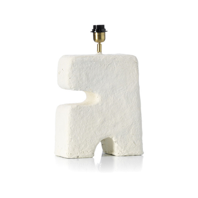 Lampe à poser ethnique chic organique H 50 cm Papier mâché Blanc Tissu Beige The L'Objet 