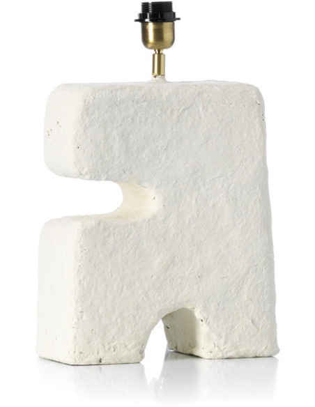 Lampe à poser ethnique chic organique H 50 cm Papier mâché Blanc Tissu Beige The L'Objet 