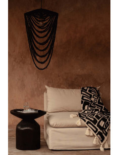 Plaid XXL original motif aztèque 240x128 en Coton Naturel Noir Avec pompons The Aztec 