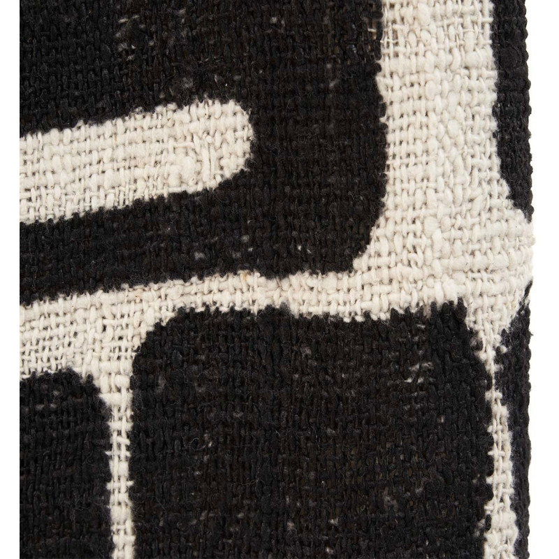 Plaid XXL original motif aztèque 240x128 en Coton Naturel Noir Avec pompons The Aztec 