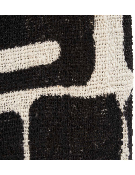 Plaid XXL original motif aztèque 240x128 en Coton Naturel Noir Avec pompons The Aztec 