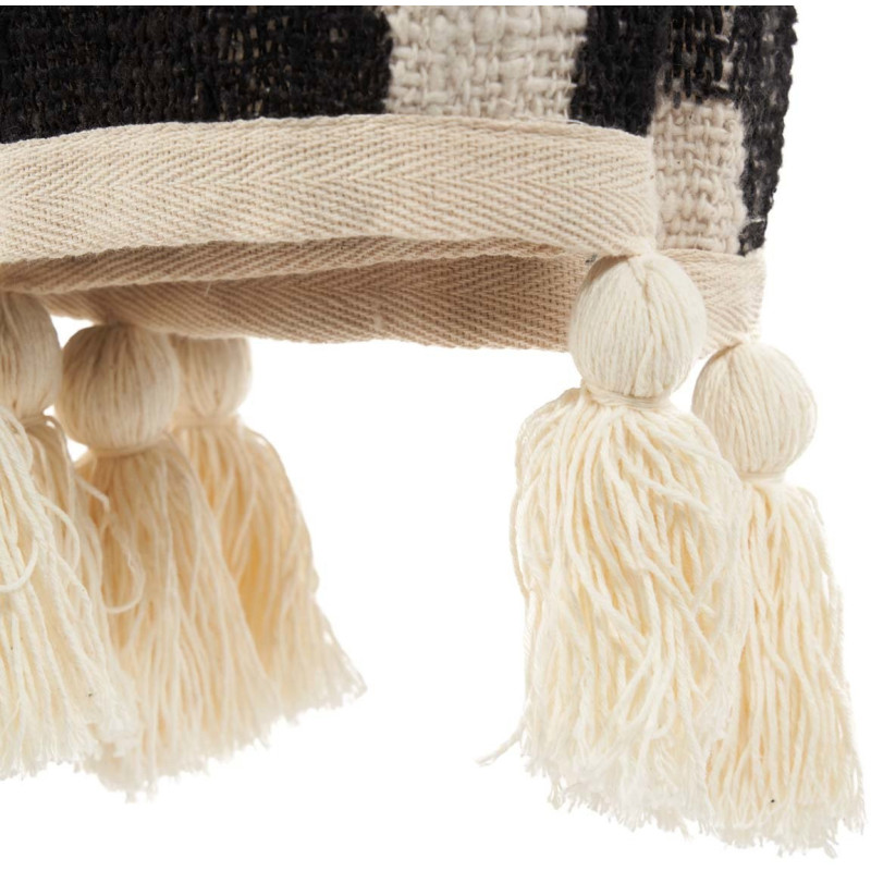 Plaid XXL original motif aztèque 240x128 en Coton Naturel Noir Avec pompons The Aztec 