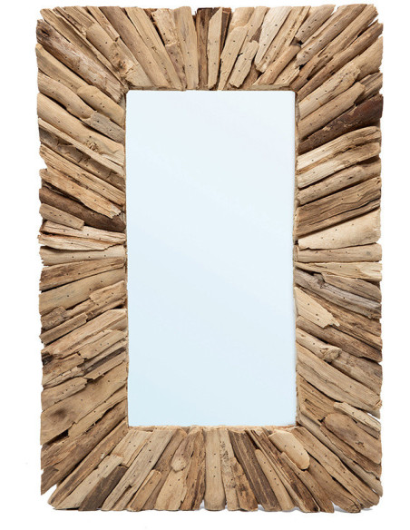 Miroir Mural Rectangulaire 40x60 en Bois flotté Naturel The Driftwood Framed 