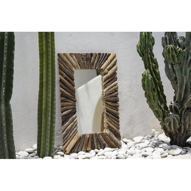 Miroir Mural Rectangulaire 40x60 en Bois flotté Naturel The Driftwood Framed 