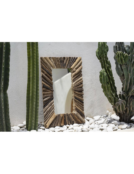 Miroir Mural Rectangulaire 40x60 en Bois flotté Naturel The Driftwood Framed 
