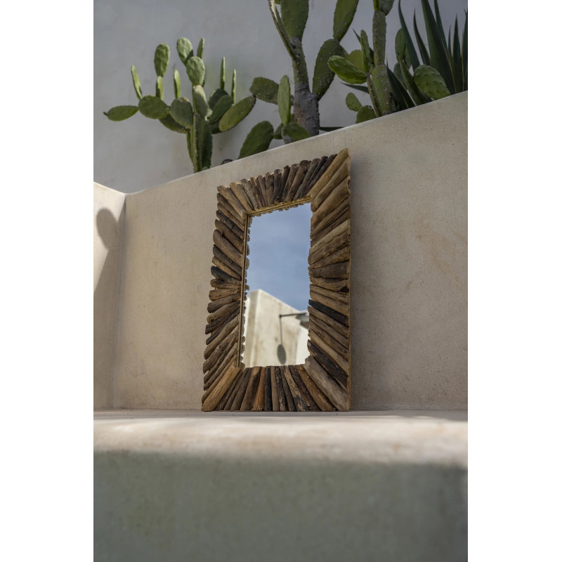 Miroir Mural Rectangulaire 40x60 en Bois flotté Naturel The Driftwood Framed 