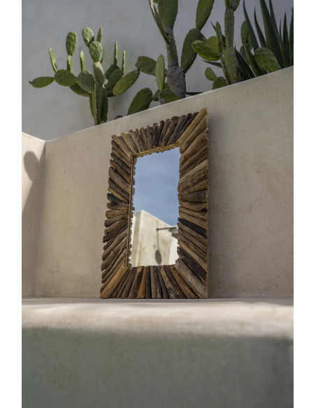 Miroir Mural Rectangulaire 40x60 en Bois flotté Naturel The Driftwood Framed 