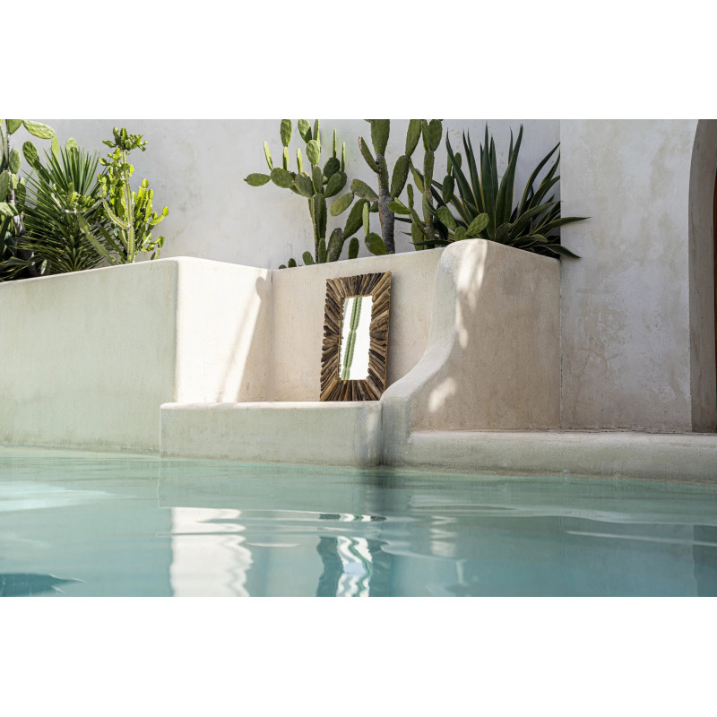 Miroir Mural Rectangulaire 40x60 en Bois flotté Naturel The Driftwood Framed 