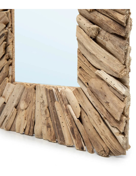 Miroir Mural Rectangulaire 40x60 en Bois flotté Naturel The Driftwood Framed 
