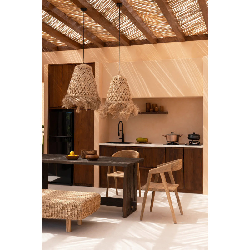 Abat-jour pour suspension 43 cm Herbe d'Abaca Naturel avec franges The Jelly Fish 