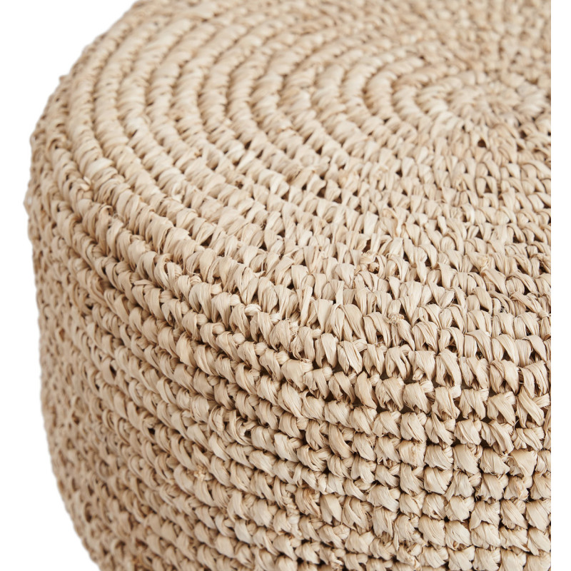 Tabouret de bar Bohème chic Rond en Raphia Bois de teck Naturel The Raffia 