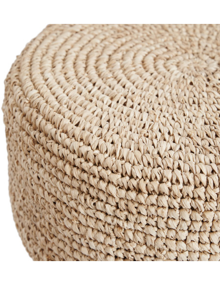 Tabouret de bar Bohème chic Rond en Raphia Bois de teck Naturel The Raffia 