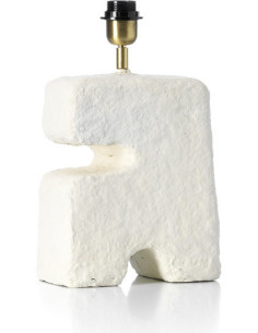 Lampe à poser ethnique chic organique H 41 cm Papier mâché Blanc Tissu Beige The L'Objet 