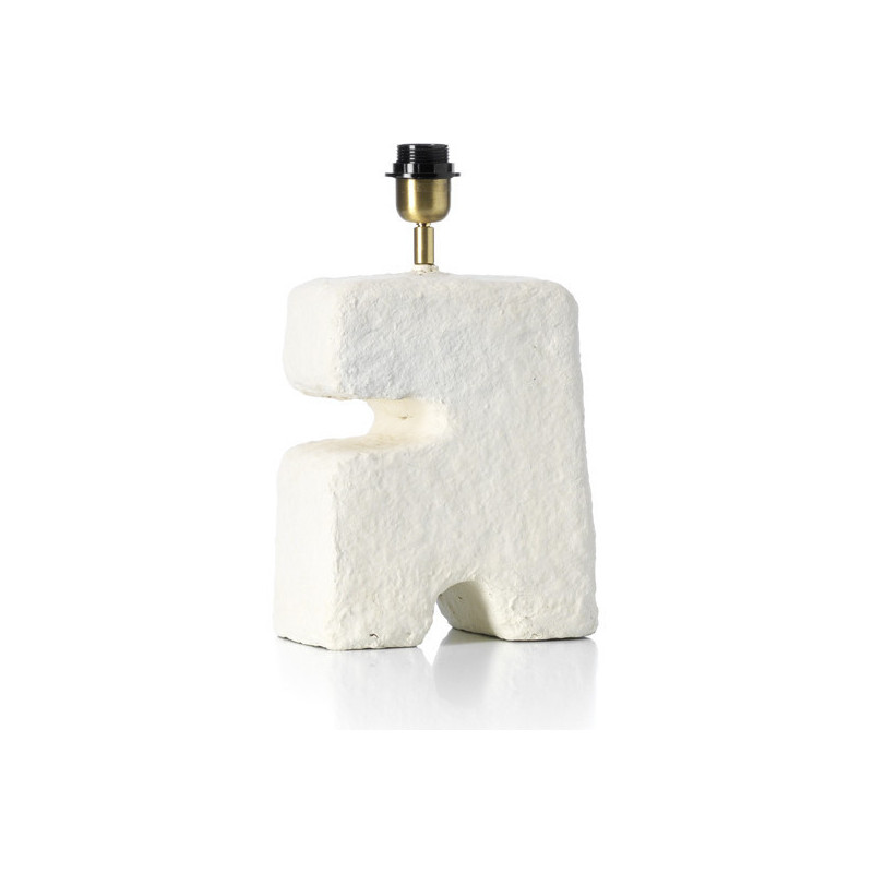 Lampe à poser ethnique chic organique H 41 cm Papier mâché Blanc Tissu Beige The L'Objet 