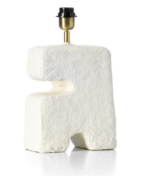 Lampe à poser ethnique chic organique H 41 cm Papier mâché Blanc Tissu Beige The L'Objet 