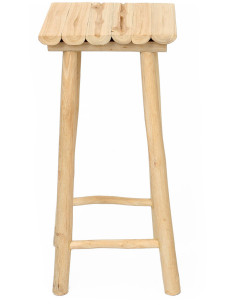 Tabouret de bar original carré en Bois de teck Naturel The Island 