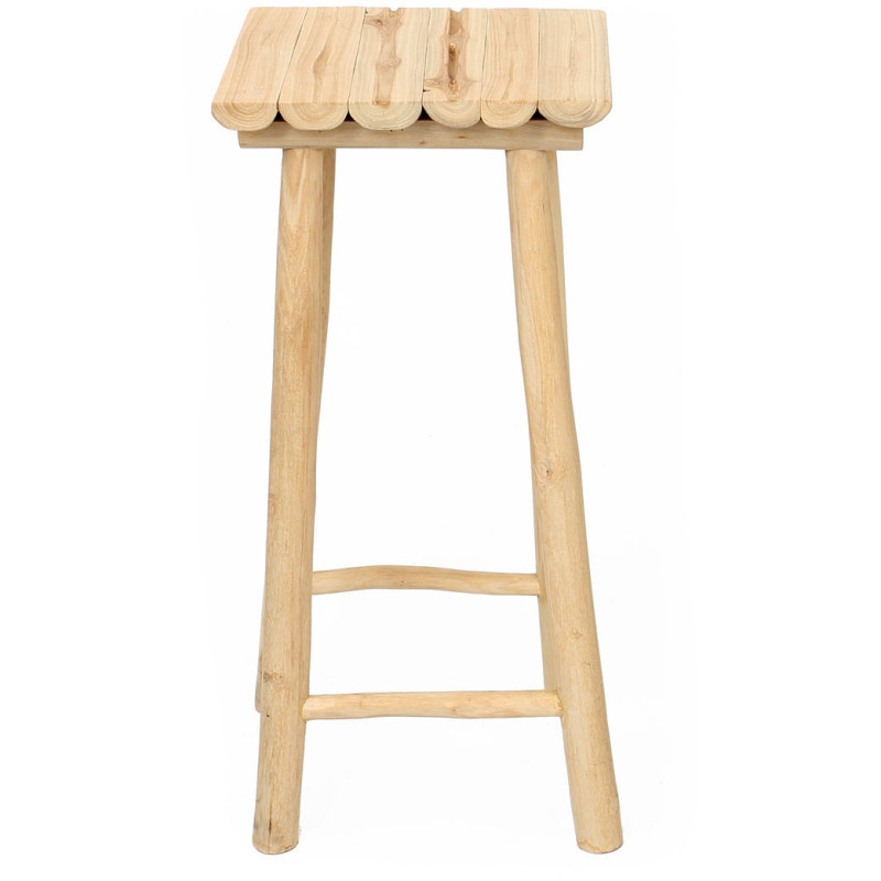 Tabouret de bar original carré en Bois de teck Naturel The Island 