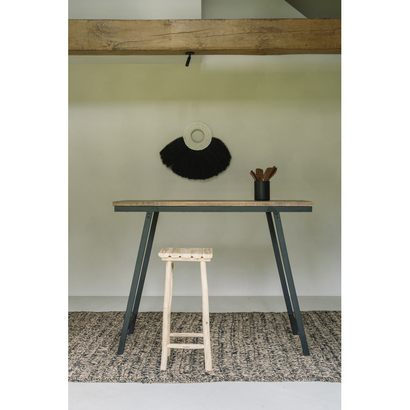 Tabouret de bar original carré en Bois de teck Naturel The Island 