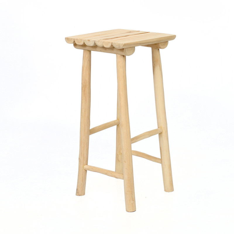 Tabouret de bar original carré en Bois de teck Naturel The Island 