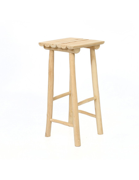 Tabouret de bar original carré en Bois de teck Naturel The Island 