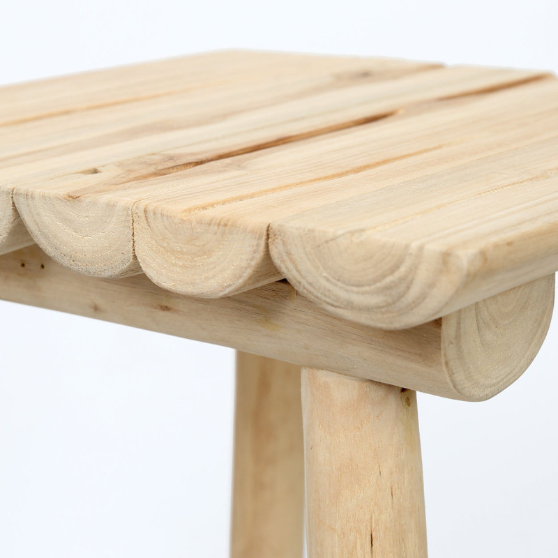 Tabouret de bar original carré en Bois de teck Naturel The Island 