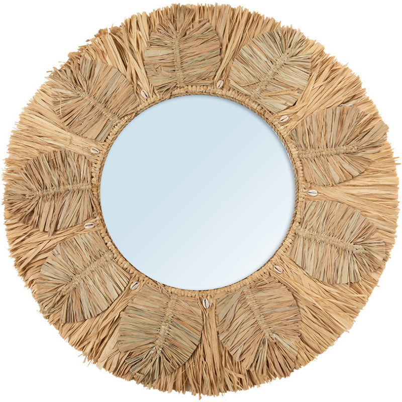 Miroir Mural Rond 60 cm en Raphia Naturel The Palm Tree 