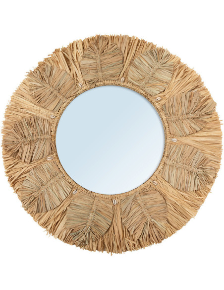 Miroir Mural Rond 60 cm en Raphia Naturel The Palm Tree 