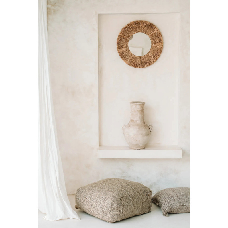 Miroir Mural Rond 60 cm en Raphia Naturel The Palm Tree 