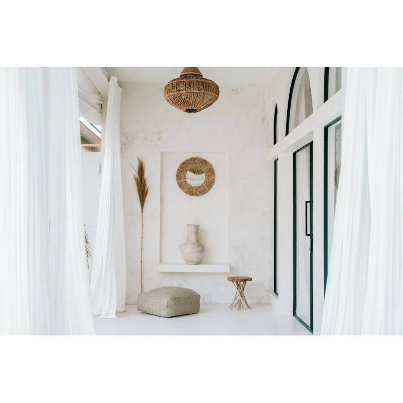 Miroir Mural Rond 60 cm en Raphia Naturel The Palm Tree 