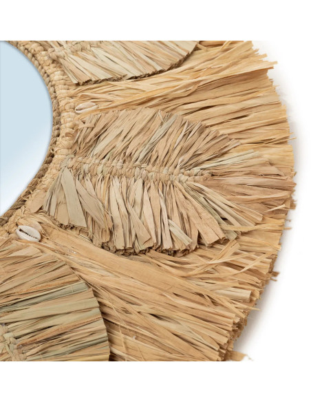 Miroir Mural Rond 60 cm en Raphia Naturel The Palm Tree 
