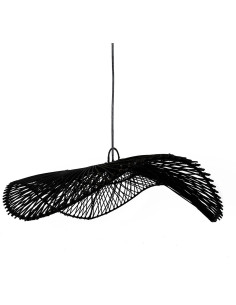 Abat-jour pour suspension XL 75 cm Rotin Noir The Chapeau 
