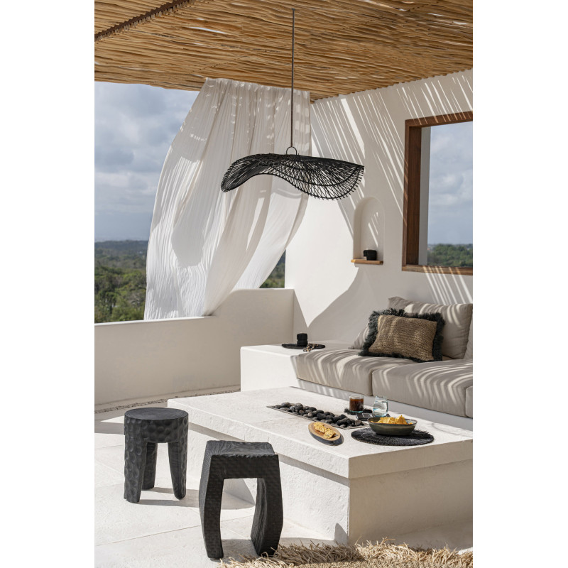 Abat-jour pour suspension XL 75 cm Rotin Noir The Chapeau 
